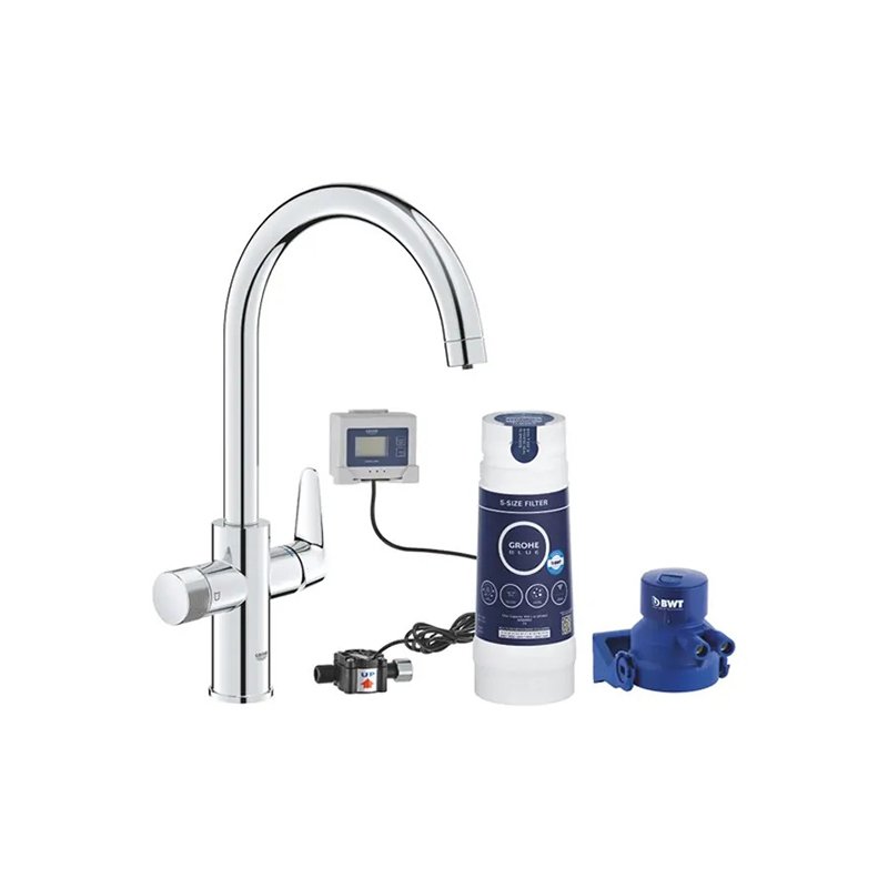 GROHE Blue Pure BauCurve Starter kit with S-Size filter Кухненски смесител с филтър, комплект
